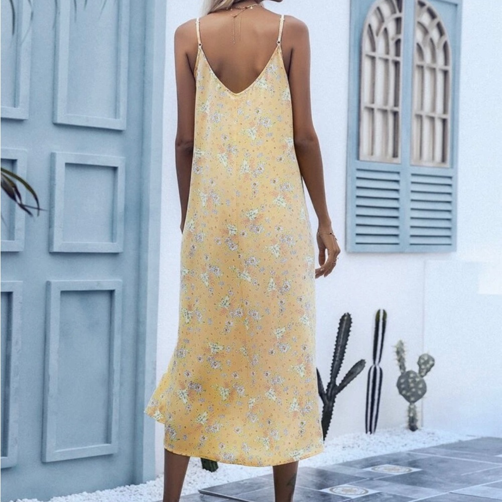 Yellow Floral Slip Maxi Dress- NWOT